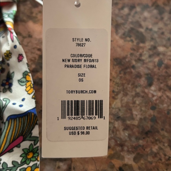 Tory Burch Floral Silk Scarf Keychain - Gold and Multicolor - Picture 3 of 3